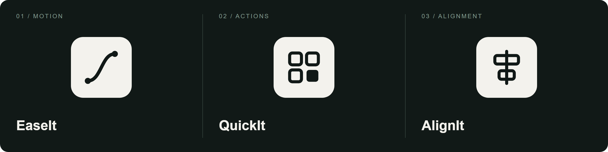 Iconos oficiales de EaseIt, QuickIt y AlignIt